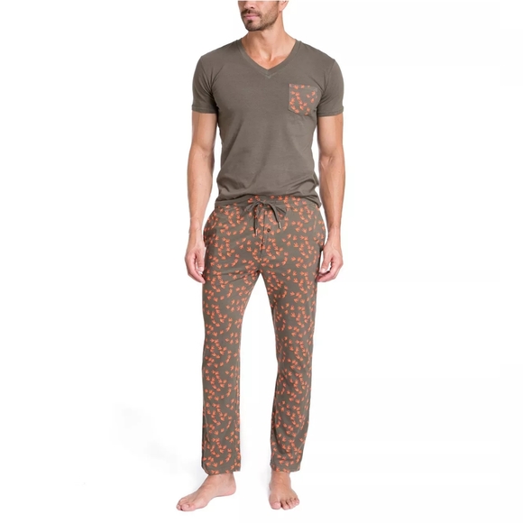 Jared Lang Other - Jared Lang Birds Pajama Set in Gift Box Orange + Green